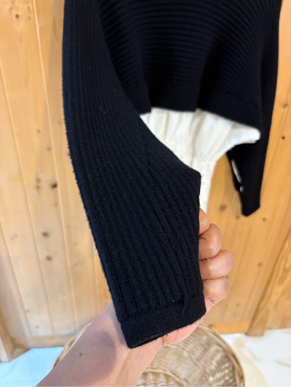 Black and White Layered Cropped Sweater Top - Women - Picture 3 of 4